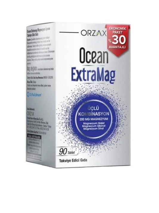 ORZAX OCEAN EXTRAMAG ÜÇLÜ MAGNEZYUM KOMBİNASYONU 90 TABLET