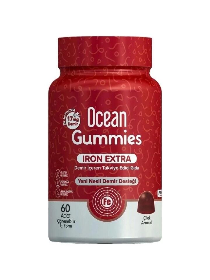 Orzax Ocean Gummies Iron Extra Demir İçeren Takviye Edici Gıda 60 Adet Çİğnenebilir Jel Form