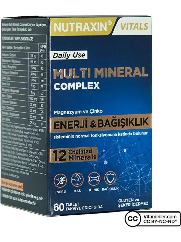 NUTRAXIN MULTİ MİNERAL COMPLEX ENERGY & IMMUNITY 12 MINERALS 60 TABLET