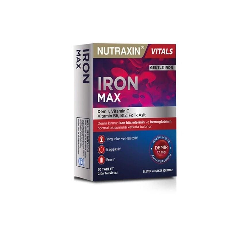 NUTRAXİN IRON MAX TAKVİYE EDİCİ GIDA 30 TABLET