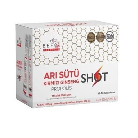 BEE'O Up Arı Sütü Kırmızı Ginseng Propolis Shot Takviye Edici Gıda 25ml Tek Kullanımlık
