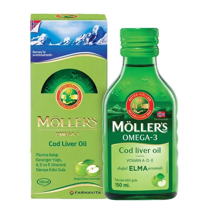 MÖLLERS OMEGA-3 COD LİVER OİL DOĞAL ELMA AROMALI 150 ML