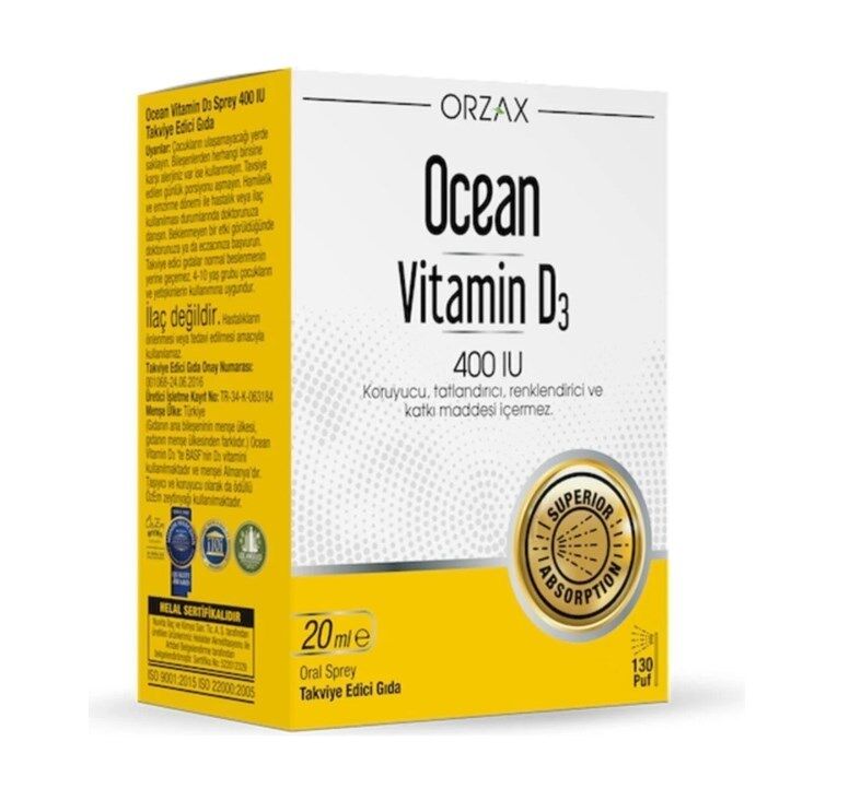 ORZAX OCEAN VİTAMİN D3-400 IU 20 Ml Sprey