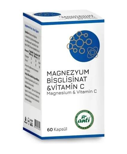 ANTİ MAGNEZYUM BİSGLİSİNAT & VİTAMİN C 60 KAPSÜL