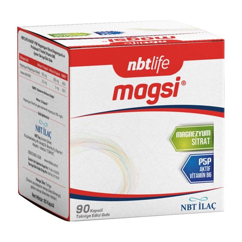 NBT Life Magsi Magnezyum Sitrat + Piridoksal 5 Fosfat 90 Kapsül