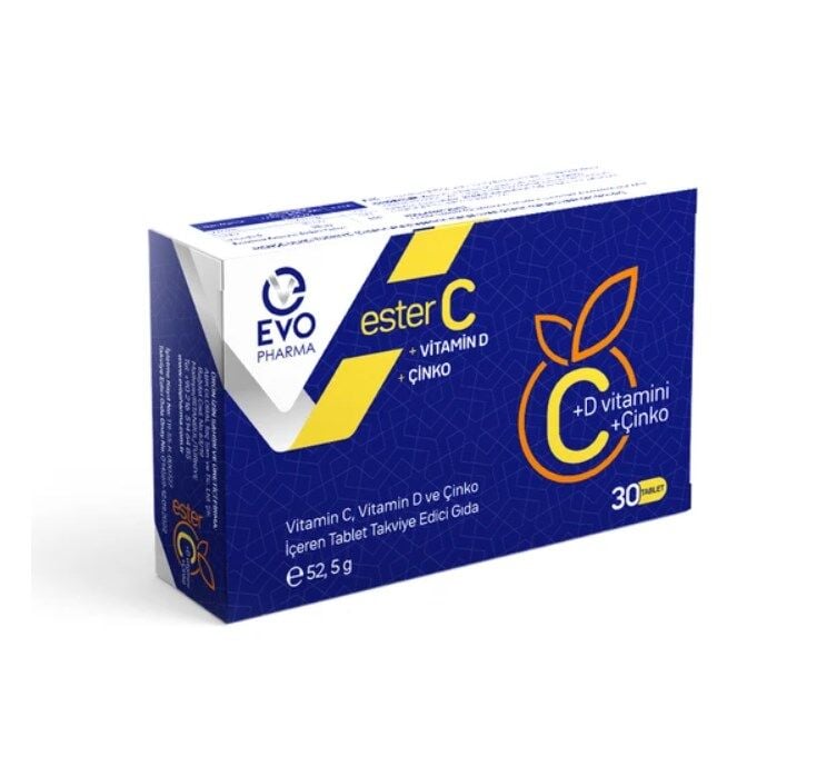 Evo Pharma Vitamin C + D + Çinko 30 Tablet