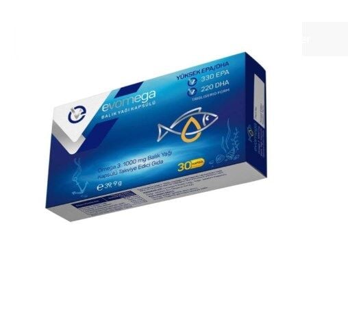 Evomega Omega 3 Balık Yağı 1000 mg 30 Kapsül