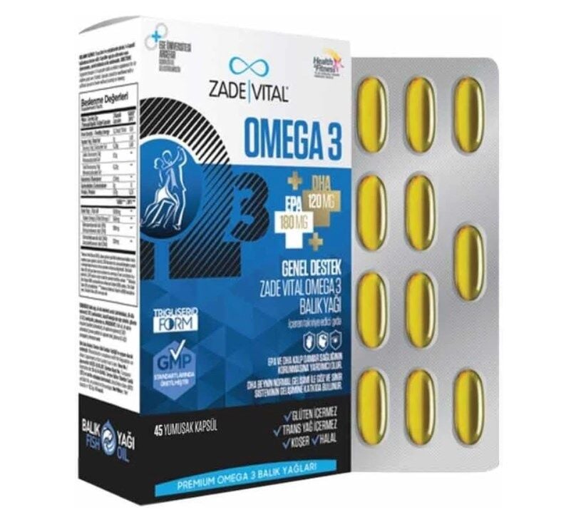 Zade Vital Premium Omega 3 Balık Yağı Genel Destek 45 Kapsül