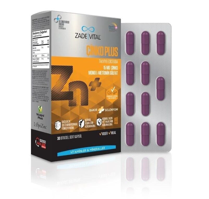 Zade Vital Çinko Plus Takviye Edici Gıda 30 Kapsül