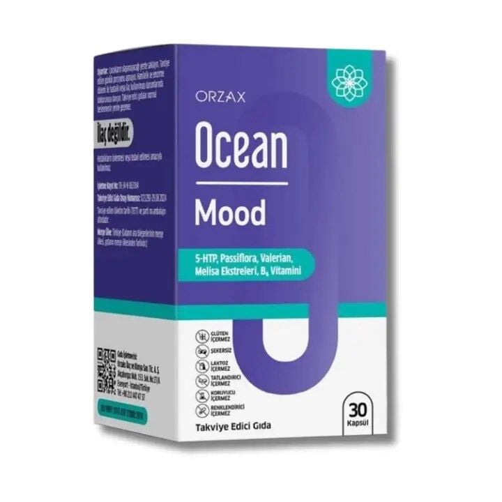 OCEAN MOOD 5-HTP PASSIFLORA VALERIAN MELISA EKSTRELERİ B6 30 KAP